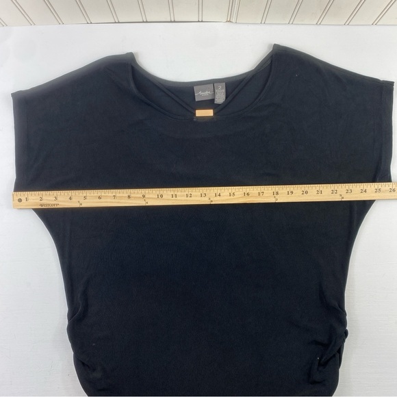 Chico’s Travelers Stretch Black Short Sleeve Top with Gold‎ Accent Sz Large - Picture 8 of 12
